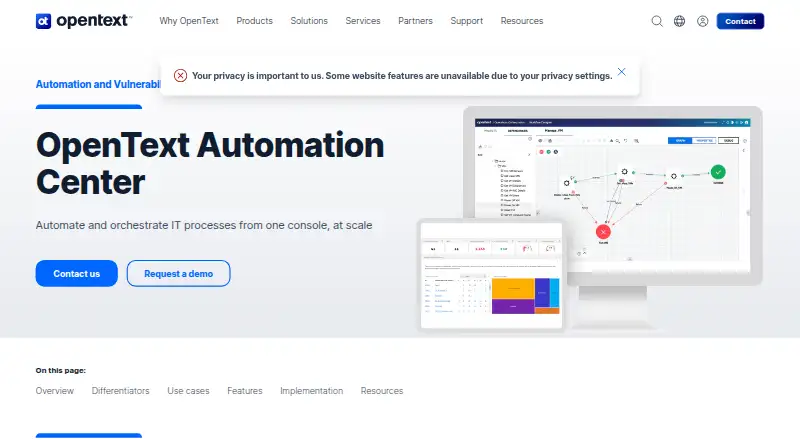OpenText Server Automation's website