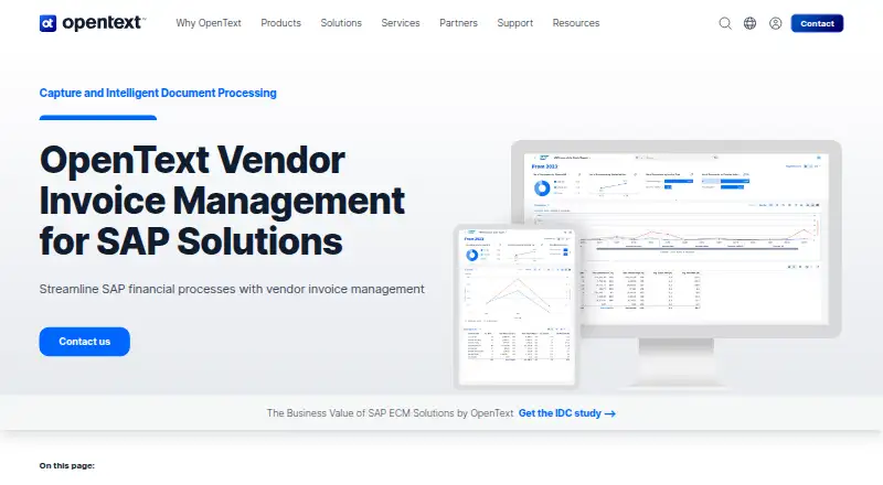 OpenText Vendor Invoice Management for SAP Solutions's website