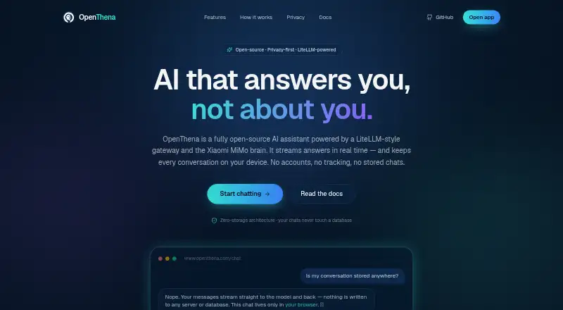 The OpenThena homepage