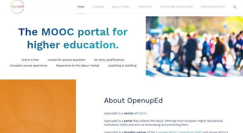 The OpenupEd homepage