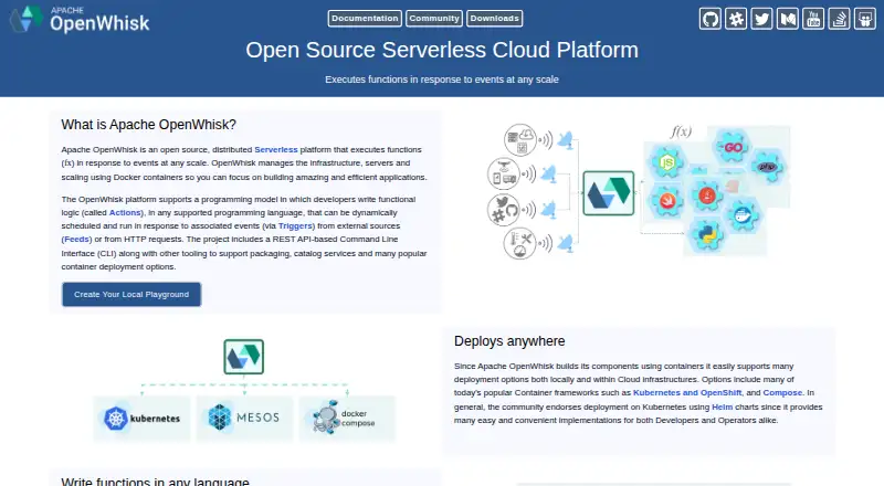 Apache OpenWhisk's website