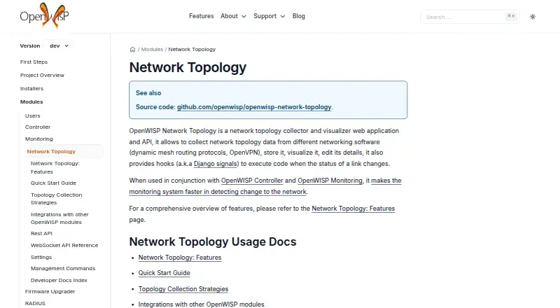 OpenWISP Network Topology's website