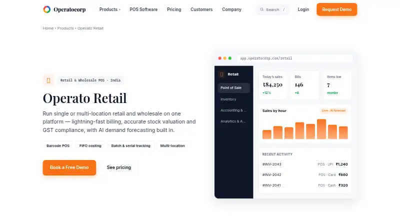 The Operato Retail homepage