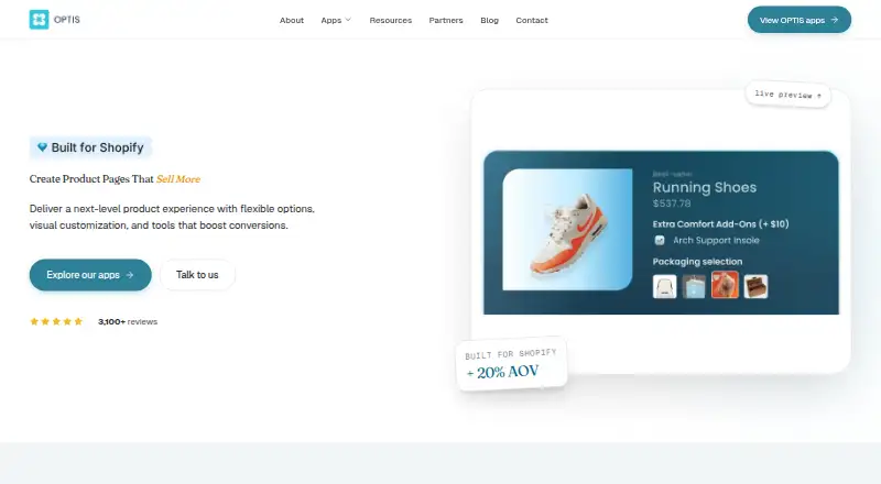 The OPTIS Product Options, Variant homepage