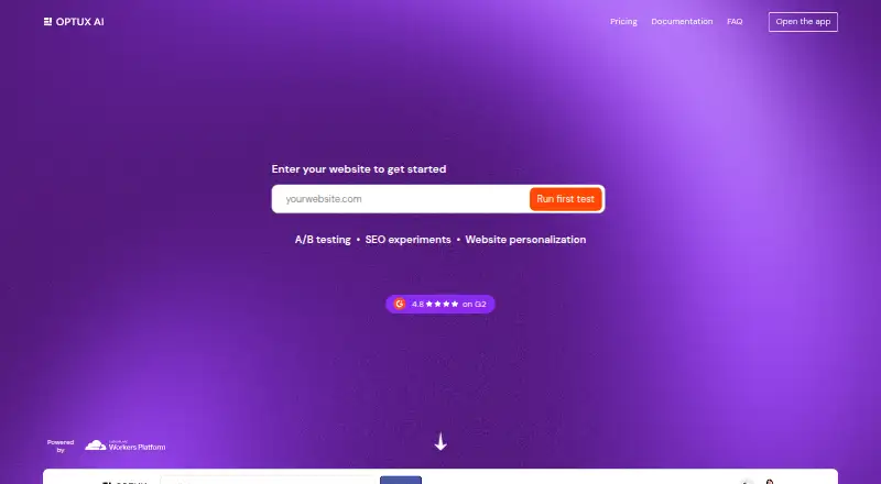 Optux AI's website