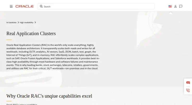 Oracle Real Application Clusters's website