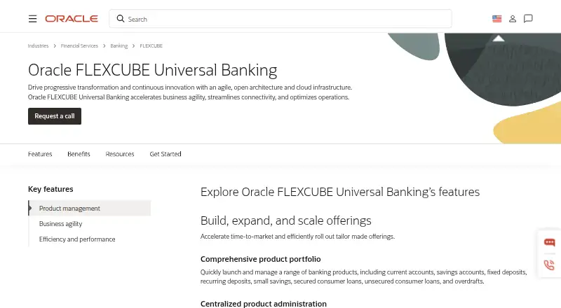 Oracle FLEXCUBE Universal Banking's website