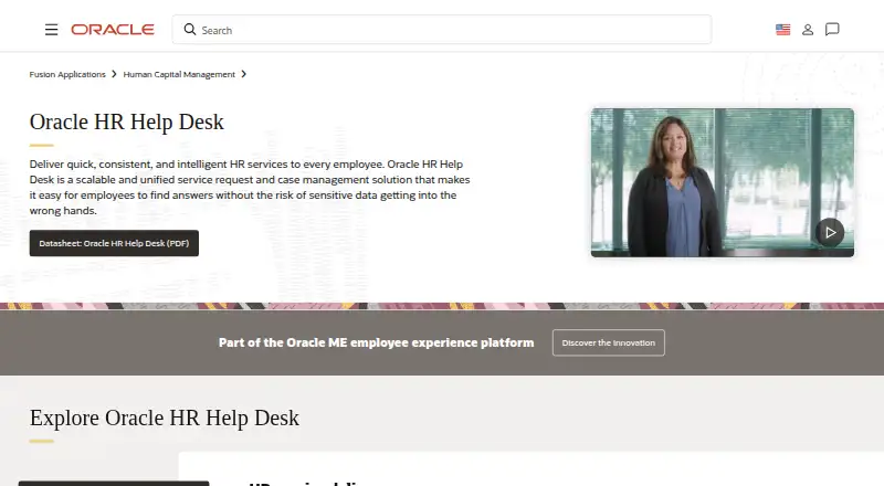 Oracle HR Help Desk's website