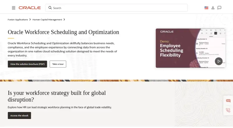 The Oracle Workforce Scheduling homepage