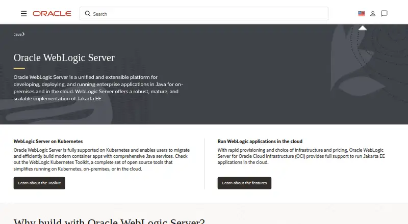 Oracle WebLogic's website