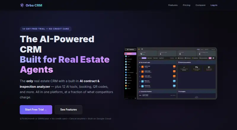 The Orba CRM homepage