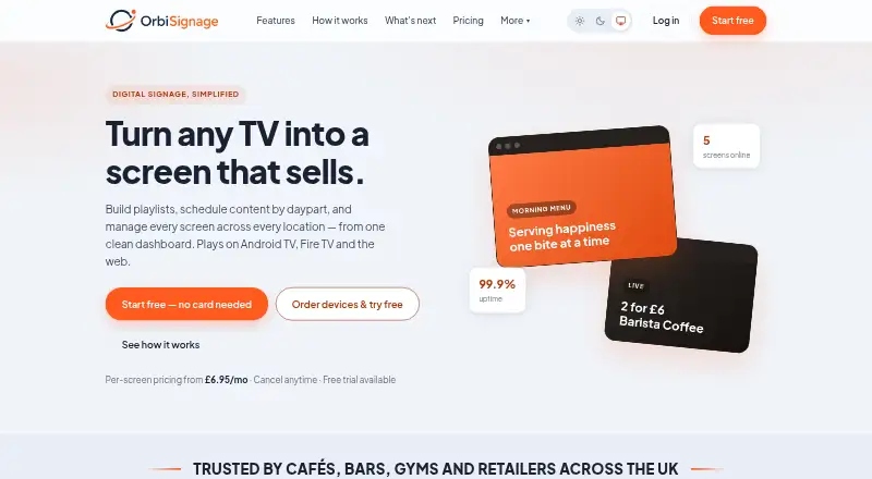 OrbiSignage's website
