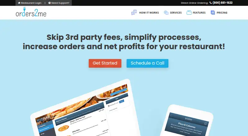 The Orders2me homepage