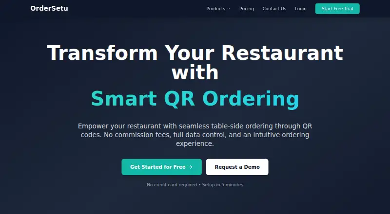 The OrderSetu homepage