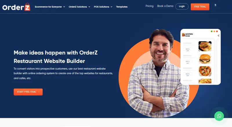 The OrderZ Restaurant Website Builder homepage
