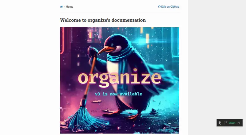 The organize homepage