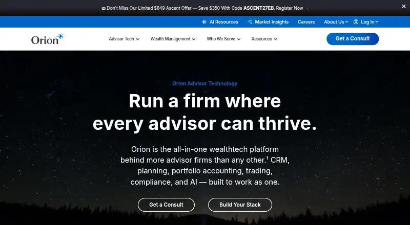Orion Advisor Technology's website