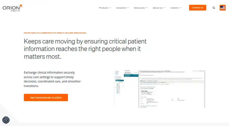 Orion Health Communicate's website