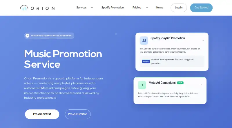 Orion Promotion's website