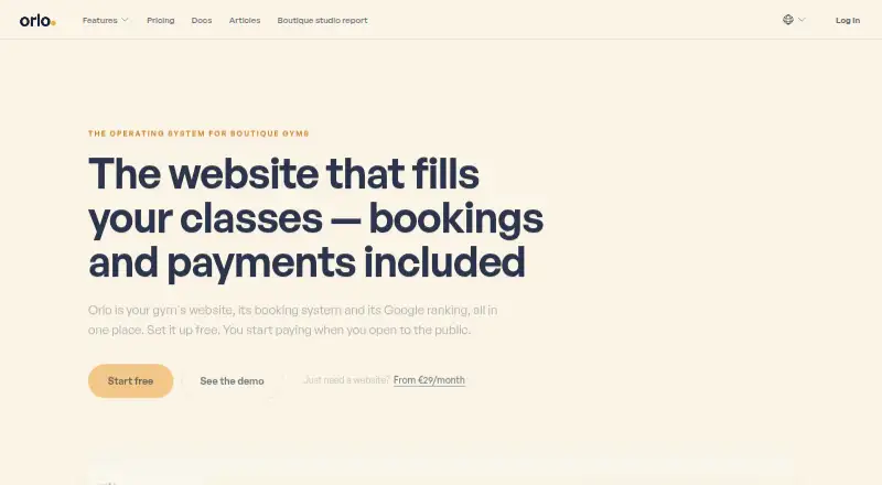 The Orlo homepage