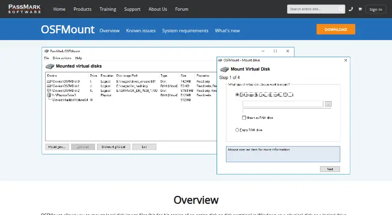 OSFMount's website
