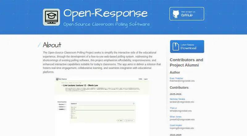 Open Response's website