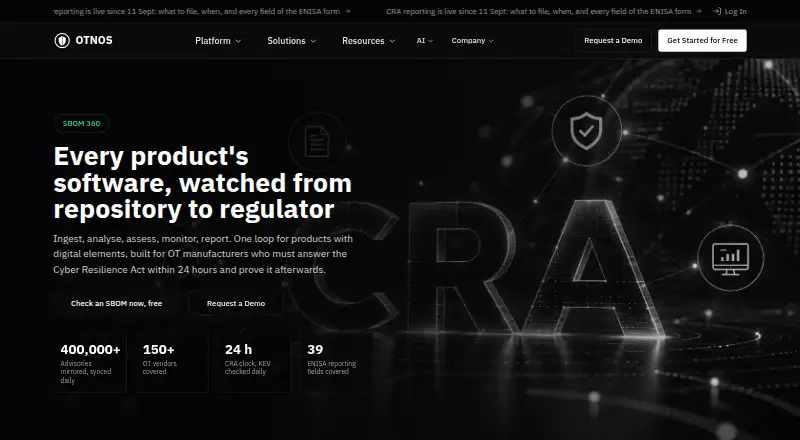 OTNOS SBOM 360's website