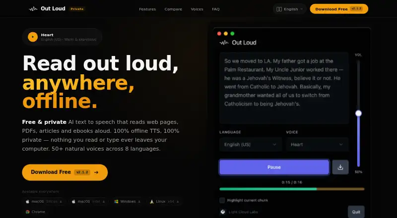 The Out Loud homepage