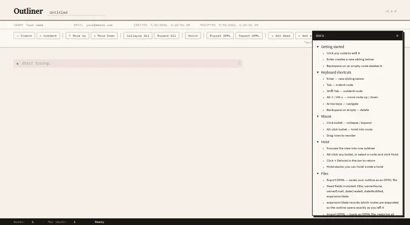 The Outliner homepage