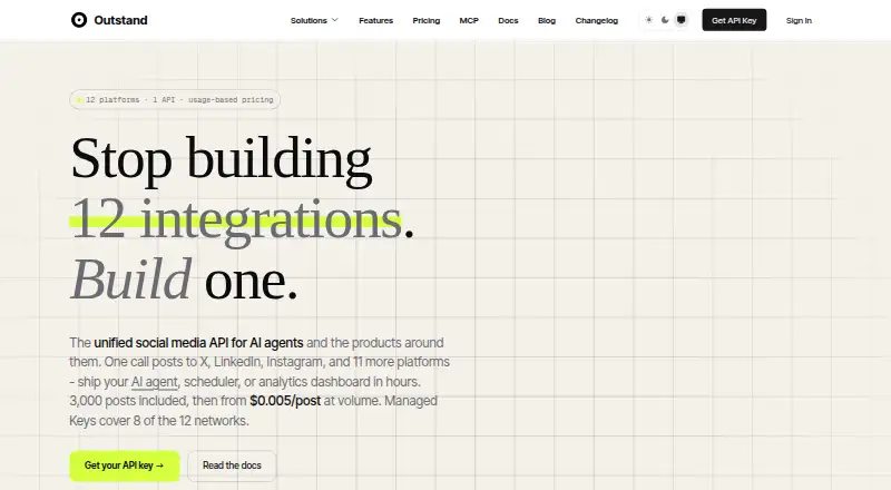 Outstand API's website