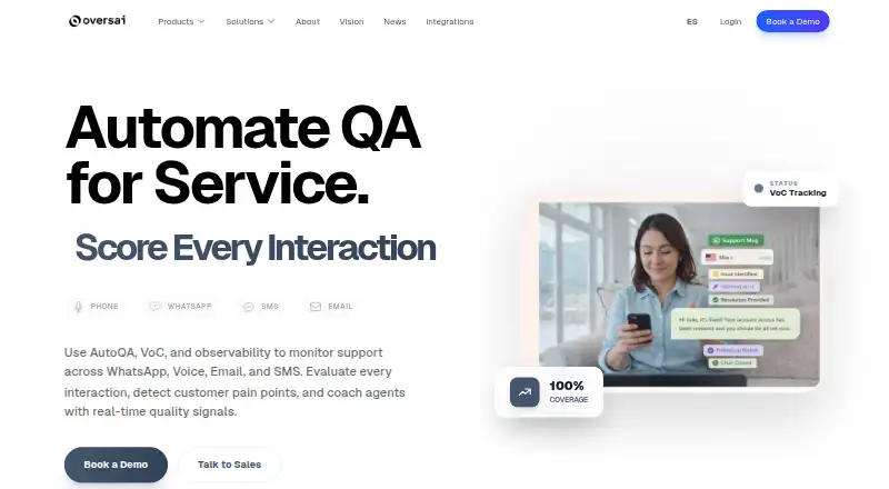 Oversai Service Quality Intelligence's website