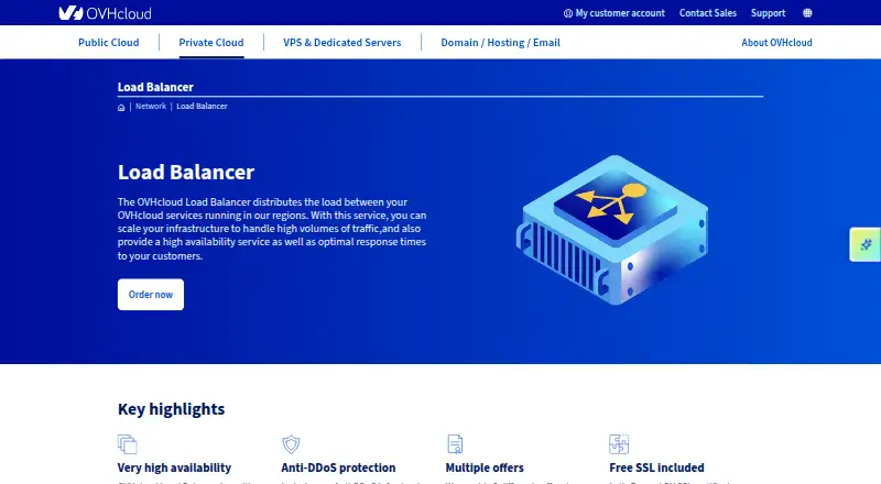 OVHcloud Load Balancer's website