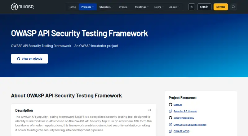 OWASP API Security Testing Framework's website
