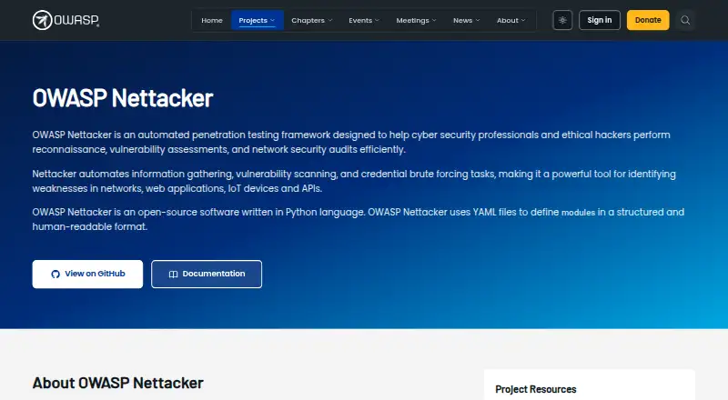 OWASP Nettacker's website