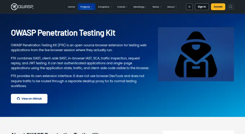 OWASP Penetration Testing Kit's website