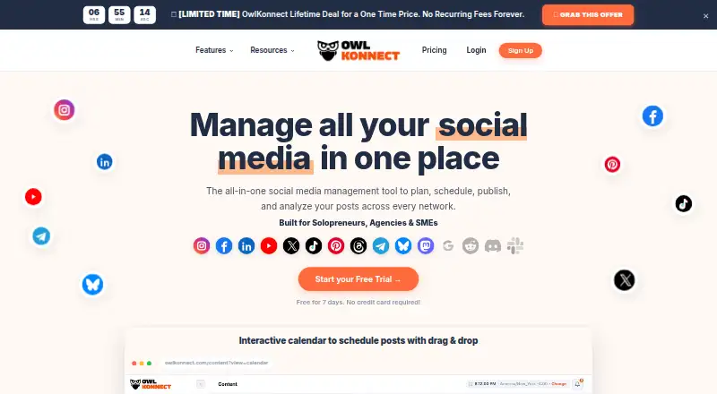 The OwlKonnect homepage