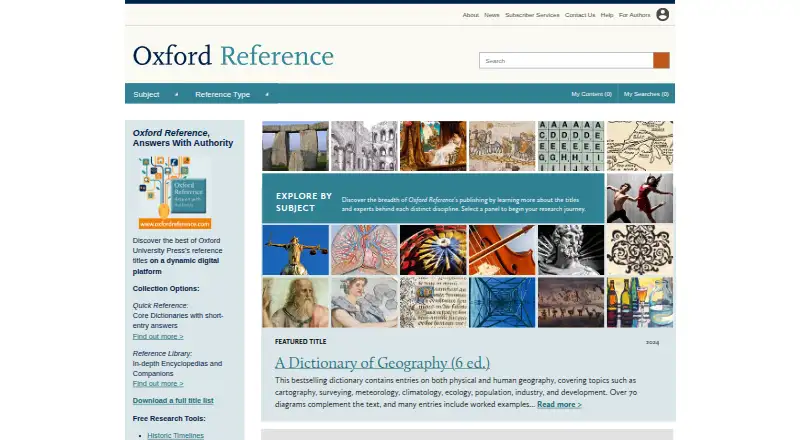 Oxford Reference's website