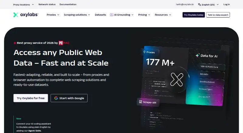 The Oxylabs SERP Scraper API homepage