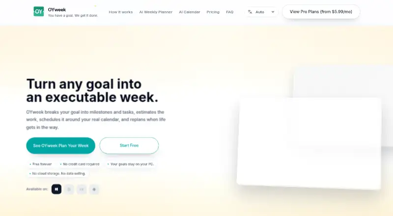 The OYweek homepage