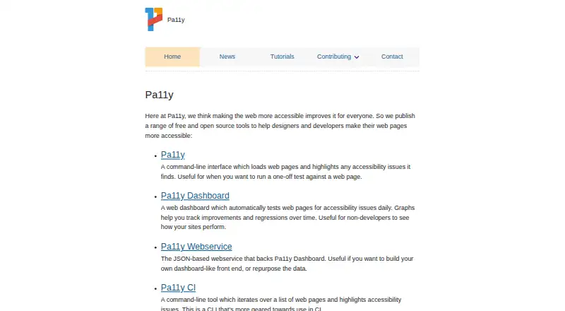 The Pa11y homepage