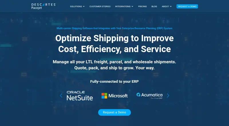 The Descartes Pacejet homepage