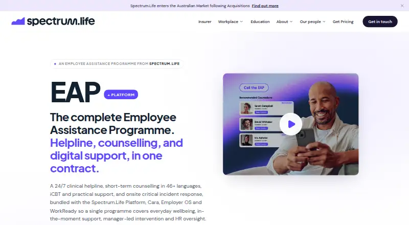 Spectrum.Life EAP+'s website