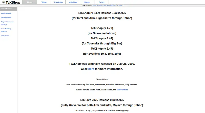 TeXShop's website