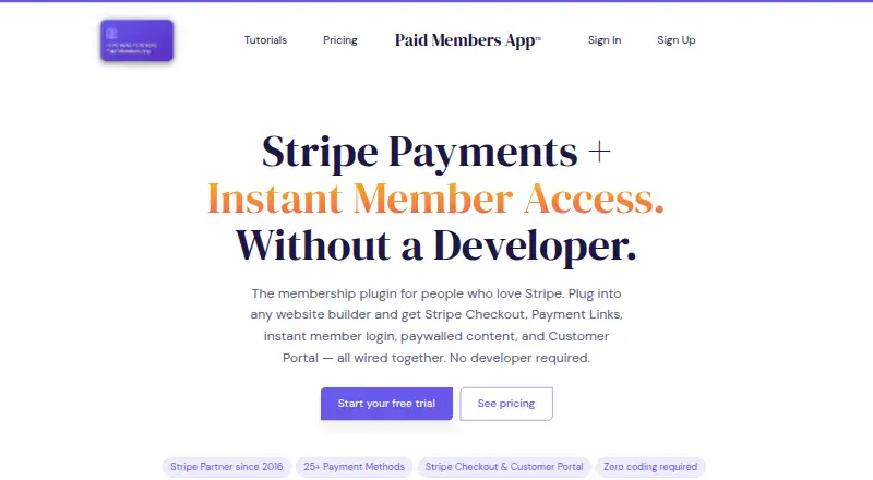 Paid Members App's website