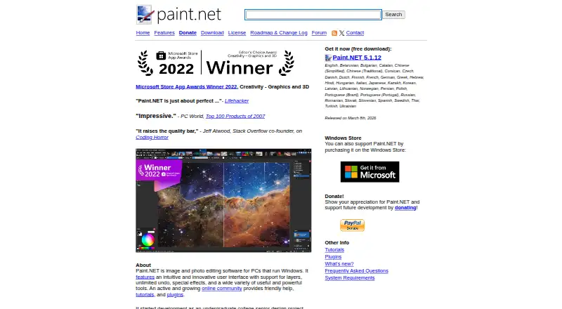 Paint.NET's website