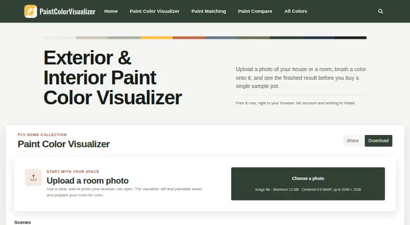Paint Color Visualizer's website