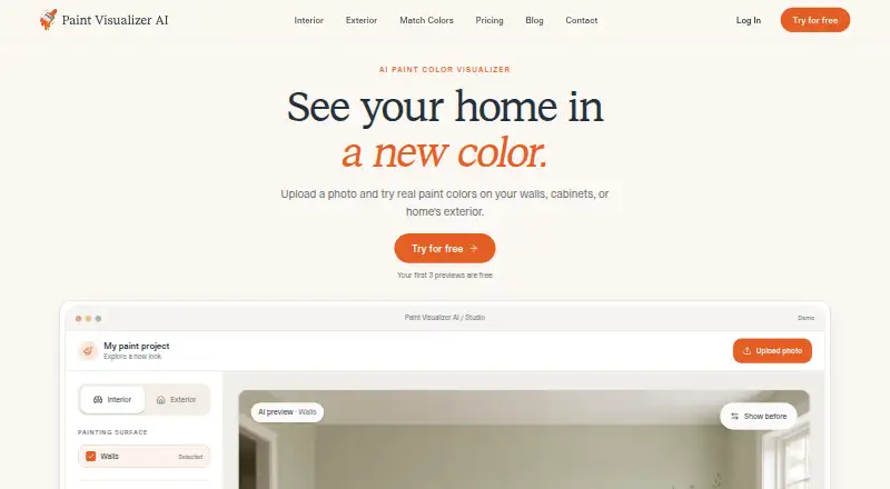 Paint Visualizer AI's website
