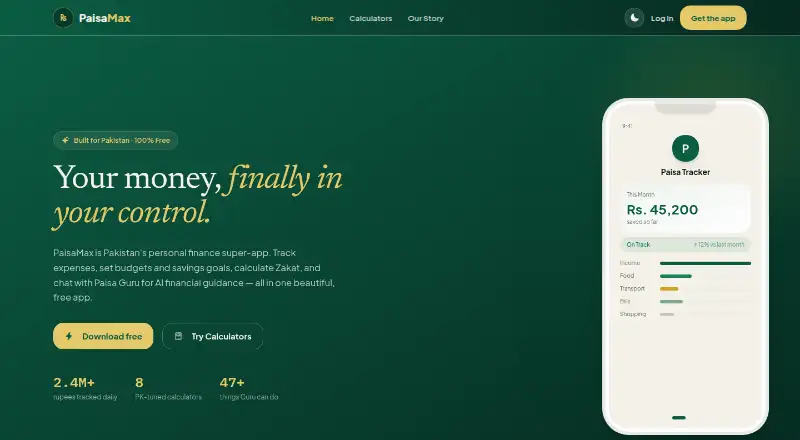 The PaisaMax homepage