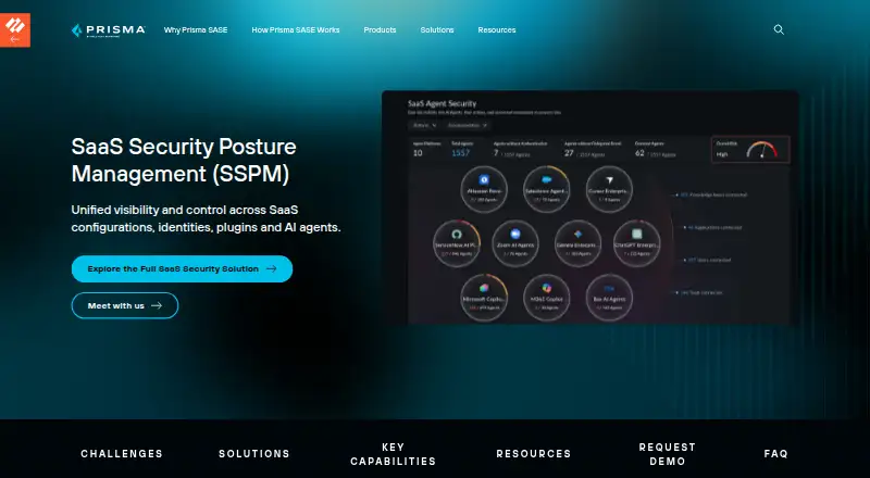 Palo Alto Networks Prisma SaaS Security's website
