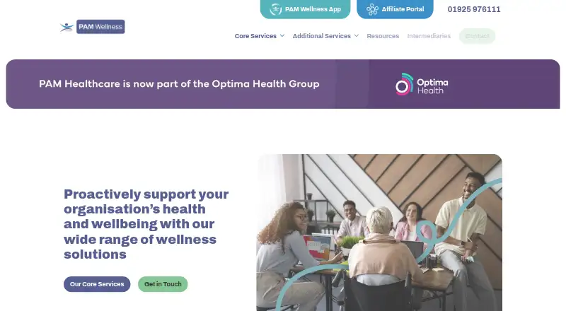 PAM Wellbeing's website